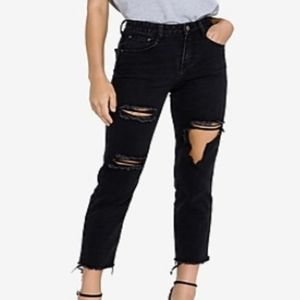 Express high rise black ripped jeans
